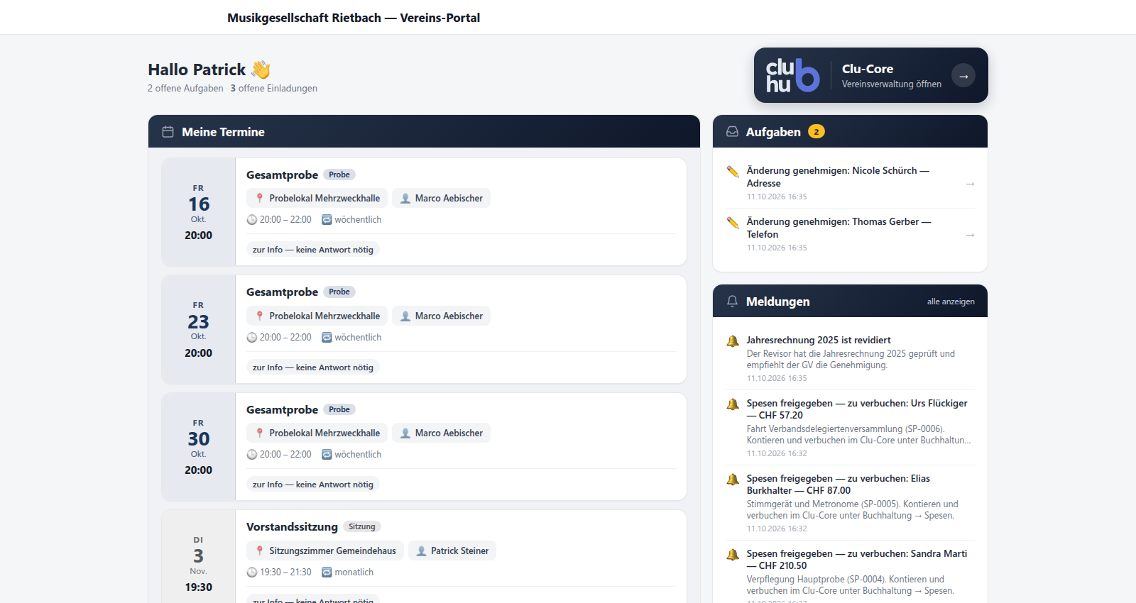 Startseite im Portal